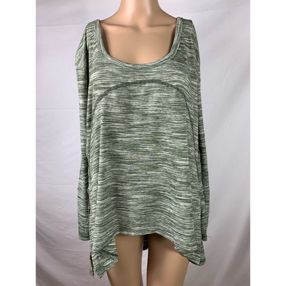 Poof! Tops - Long Sleeve Green & Gray Oversized Tunic